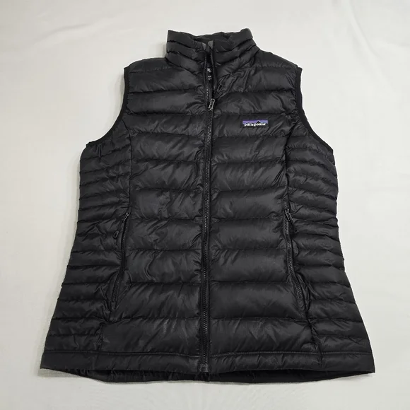 Patagonia Goose Down Puffer Vest Zip Up Black Women's Size Small Goosedown - Picture 1 of 7